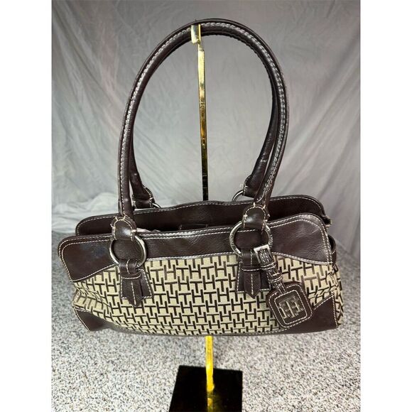 Tommy Hilfiger Women's Brown Shoulder Bag TH Logo Monogram​ - Picture 1 of 12